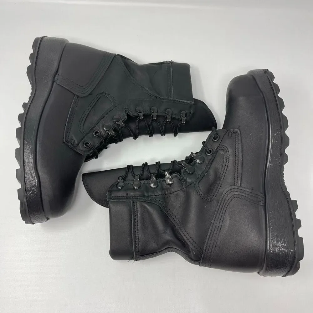 McRae Navy Steel Toe Combat Boots Mens Size 8RF Black Leather ASTM Shoes 9052